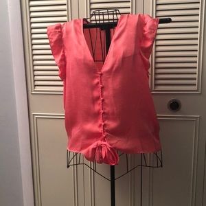 Laundry coral tie front top